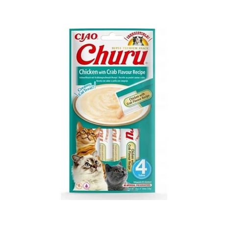 Pamlsok Inaba Churu Pyré cat Kura s krabom 4 tuby 56 g